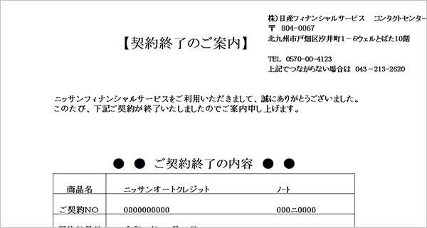 契約終了のご案内