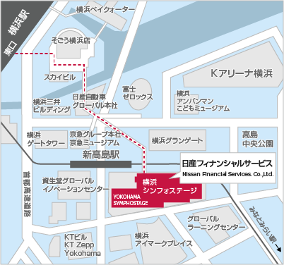 日産フィナンシャルサービス本社アクセスMap